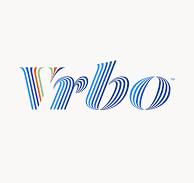 A white background with the word vrbo written in blue and orange.