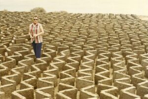 Las Gaviotas - March 1970 - Drying of adobe blocks for outside wall with Mrs Deitweiler
