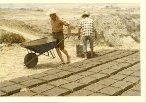 Las Gaviotas - March 1970 - Handmaking of adobe blocks used for Las Gaviotas